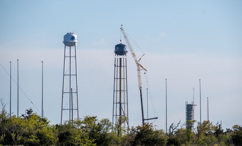 Installation of the water tank for Neutron's launch site at MARS within NASA Wallops' Flight Facility in Virginia